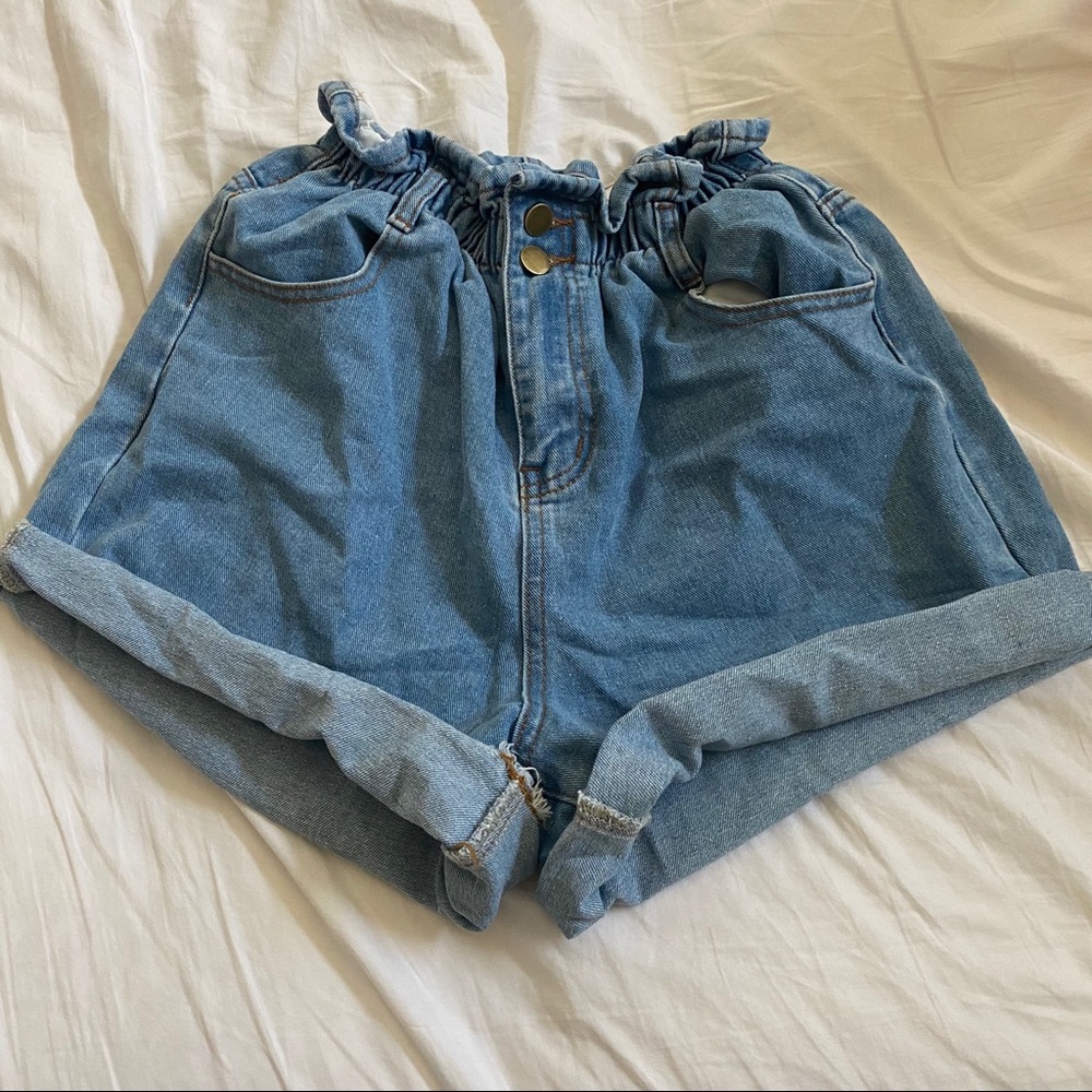OPEN ROAD DENIM PAPER BAG SHORTS PALE BLUE